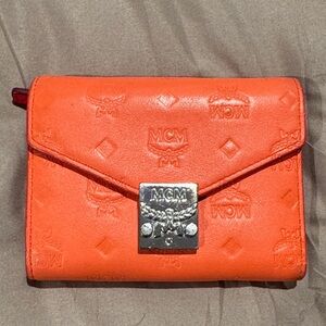 MCM Vibrant Orange Leather Wallet